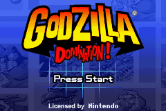 Godzilla Domination title screen for GameBoy Advance